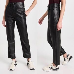 Madewell Faux Leather Straight Leg Pants Tall 27 True Black High-Rise